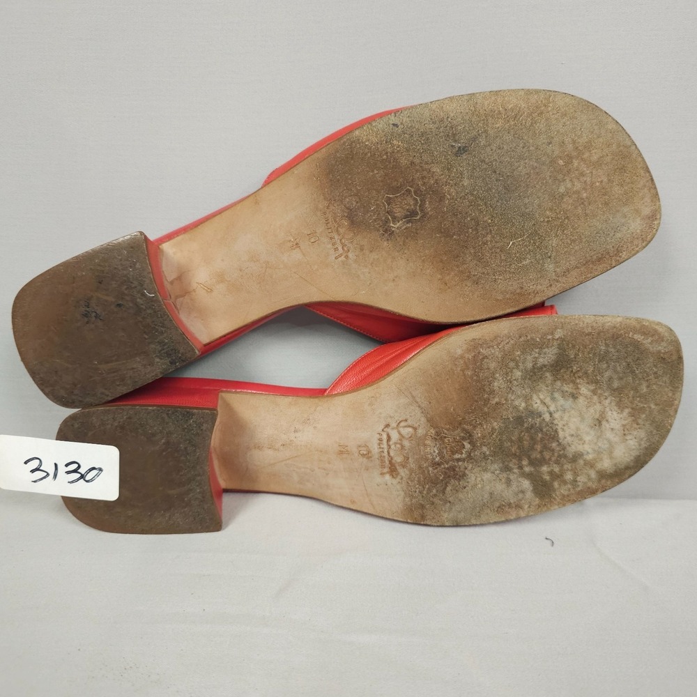 Vintage Lily Pulitzer Sandals Women Size 10 M Red Yellow Leather Slip-On Open To - Picture 15 of 16